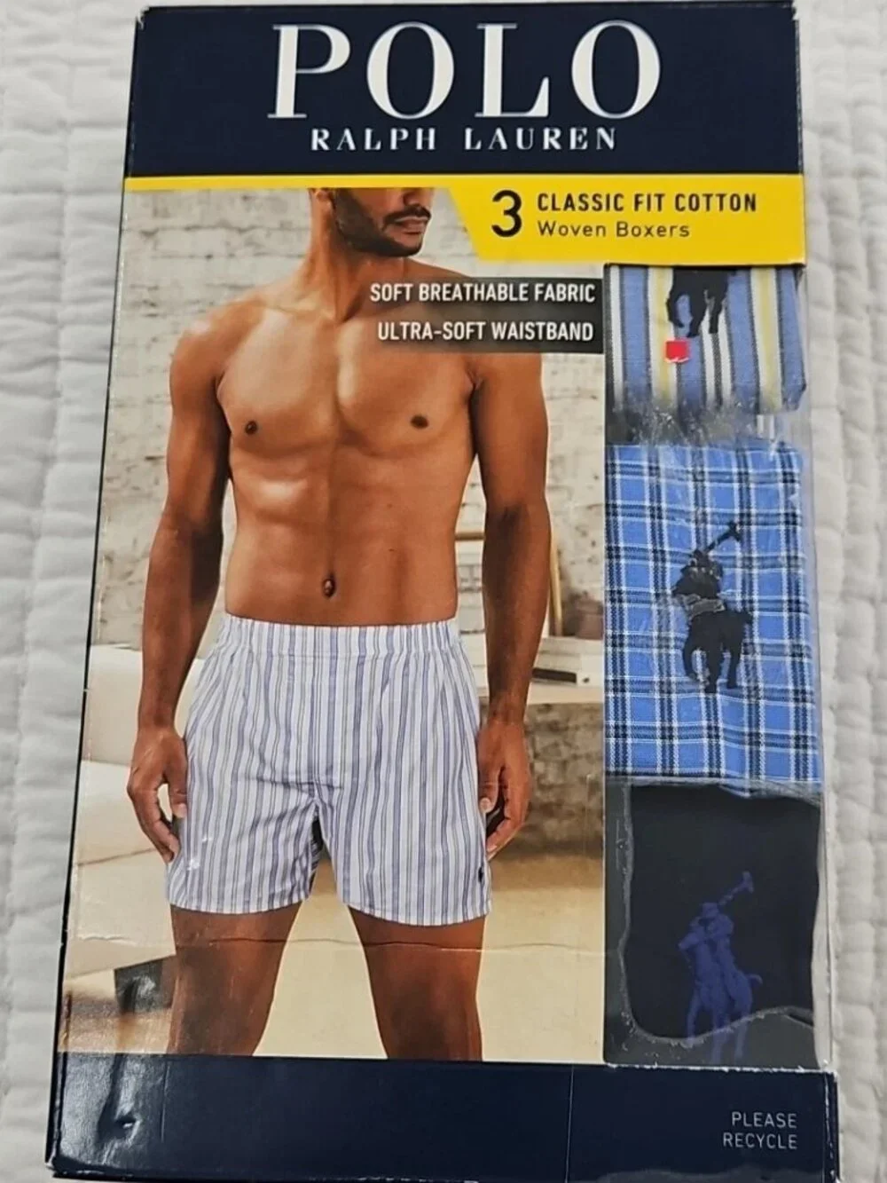 Polo Ralph Lauren 3 Classic Fit Cotton Woven Boxers NCWBP3 SMALL 28-30 Plaid